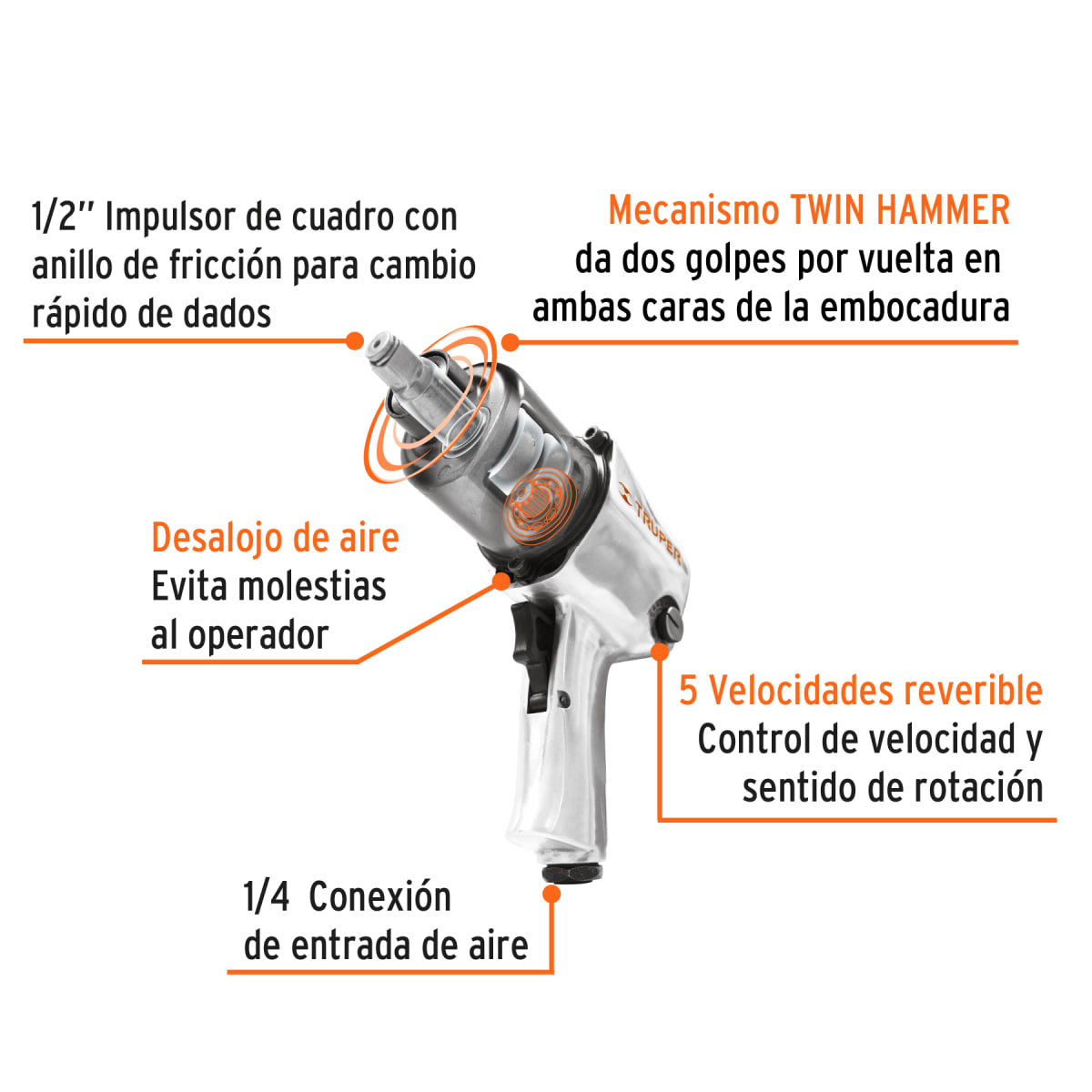 Llave De Impacto Neumática 1/2