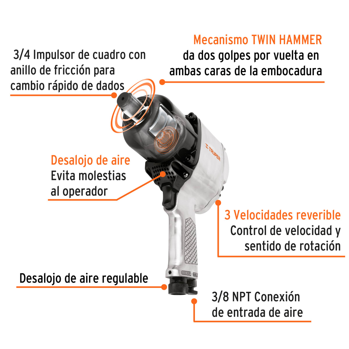 Llave De Impacto Neumática 3/4