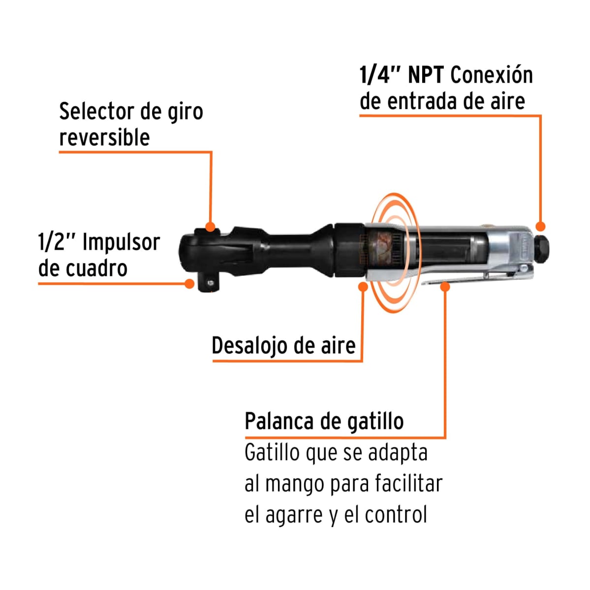 Rachet De Impacto Neumático 1/2