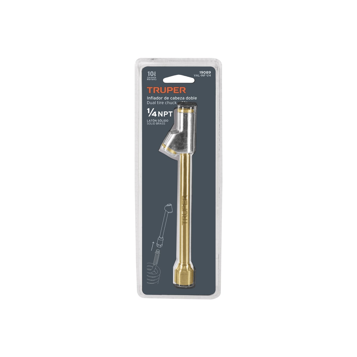 Inflador De Cabeza Doble Conex. Hembra 1/4