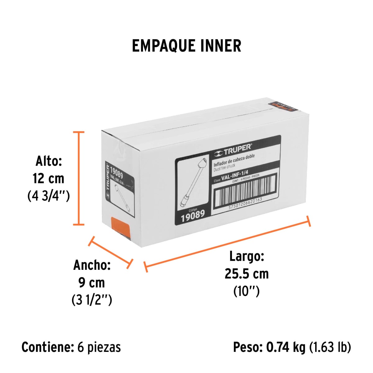 Inflador De Cabeza Doble Conex. Hembra 1/4
