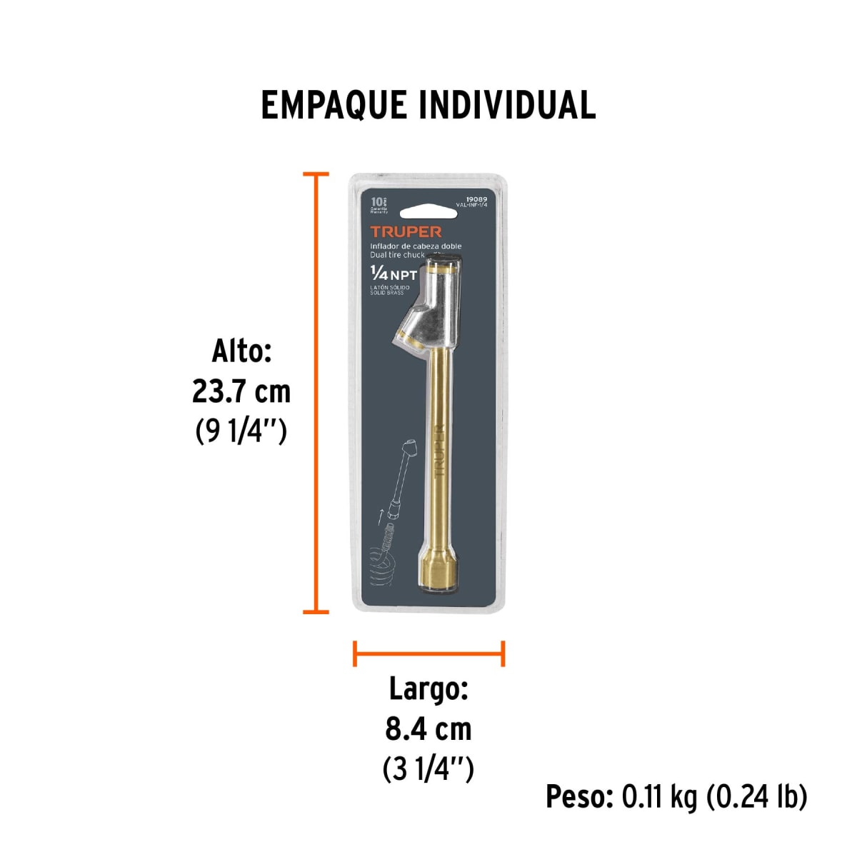 Inflador De Cabeza Doble Conex. Hembra 1/4