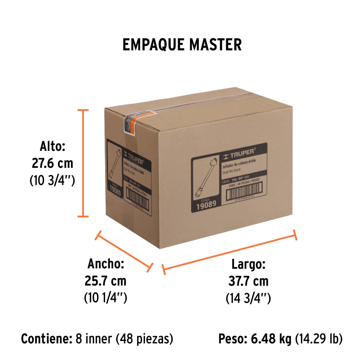 Inflador De Cabeza Doble Conex. Hembra 1/4