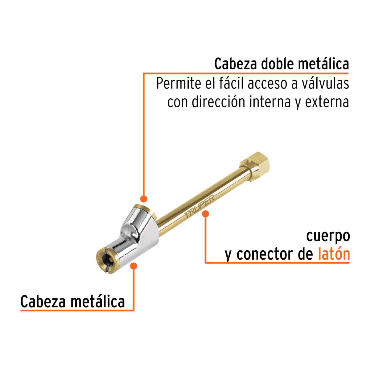Inflador De Cabeza Doble Conex. Hembra 1/4