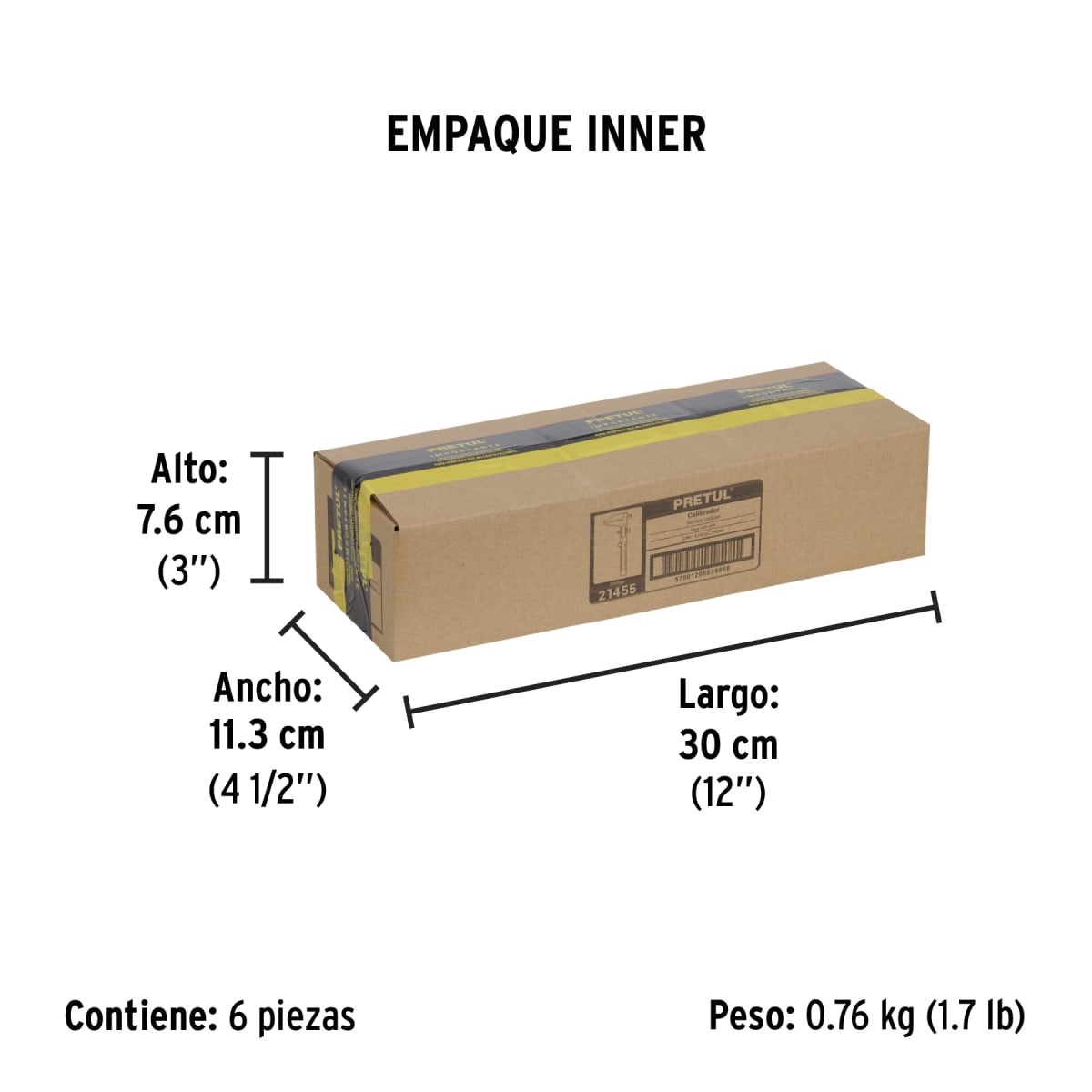 Calibrador vernier (pie de rey) escolar de acero Pretul4