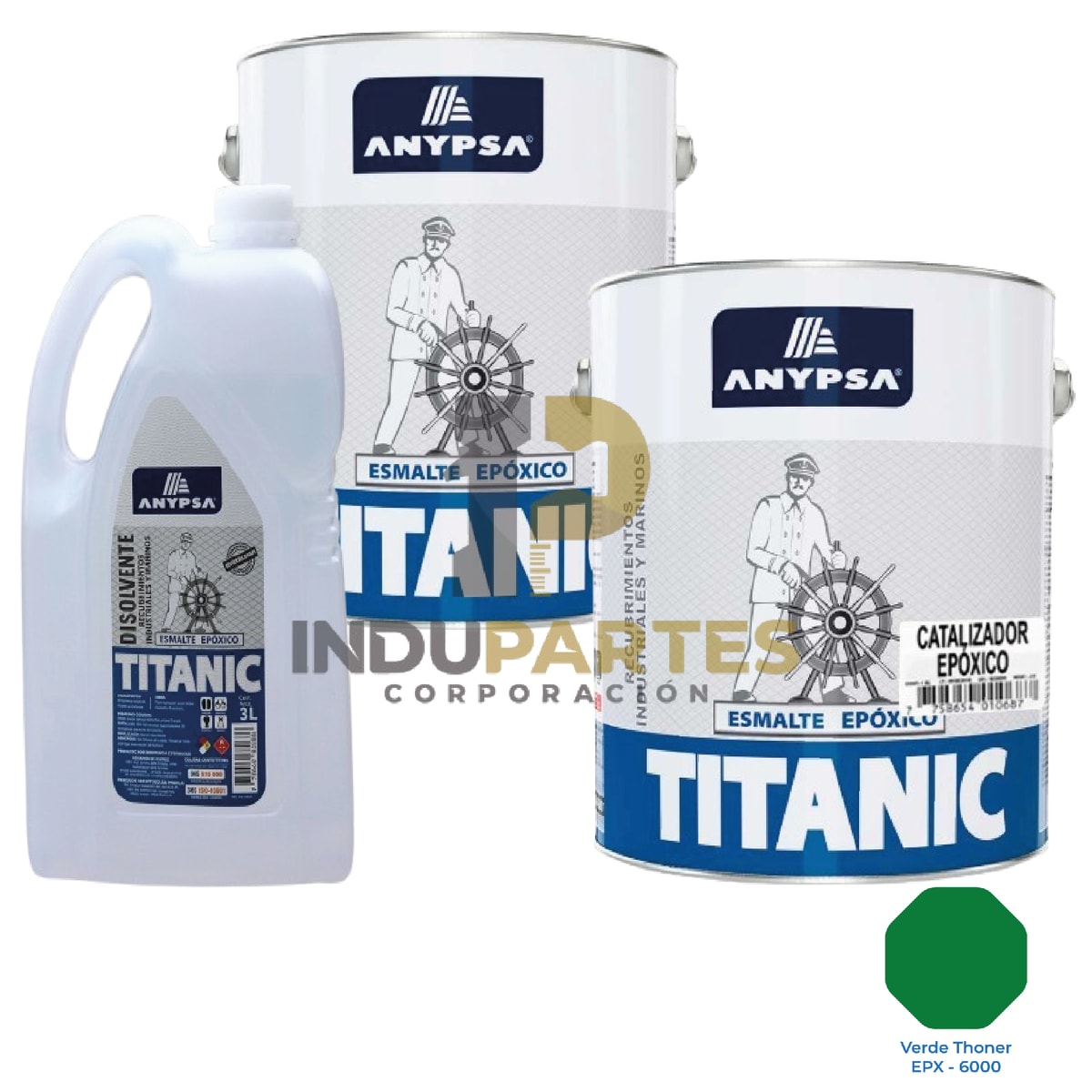 Pintura Epóxica Titanic Verde Thoner EPX-6000 Disolvente / Catalizador 0