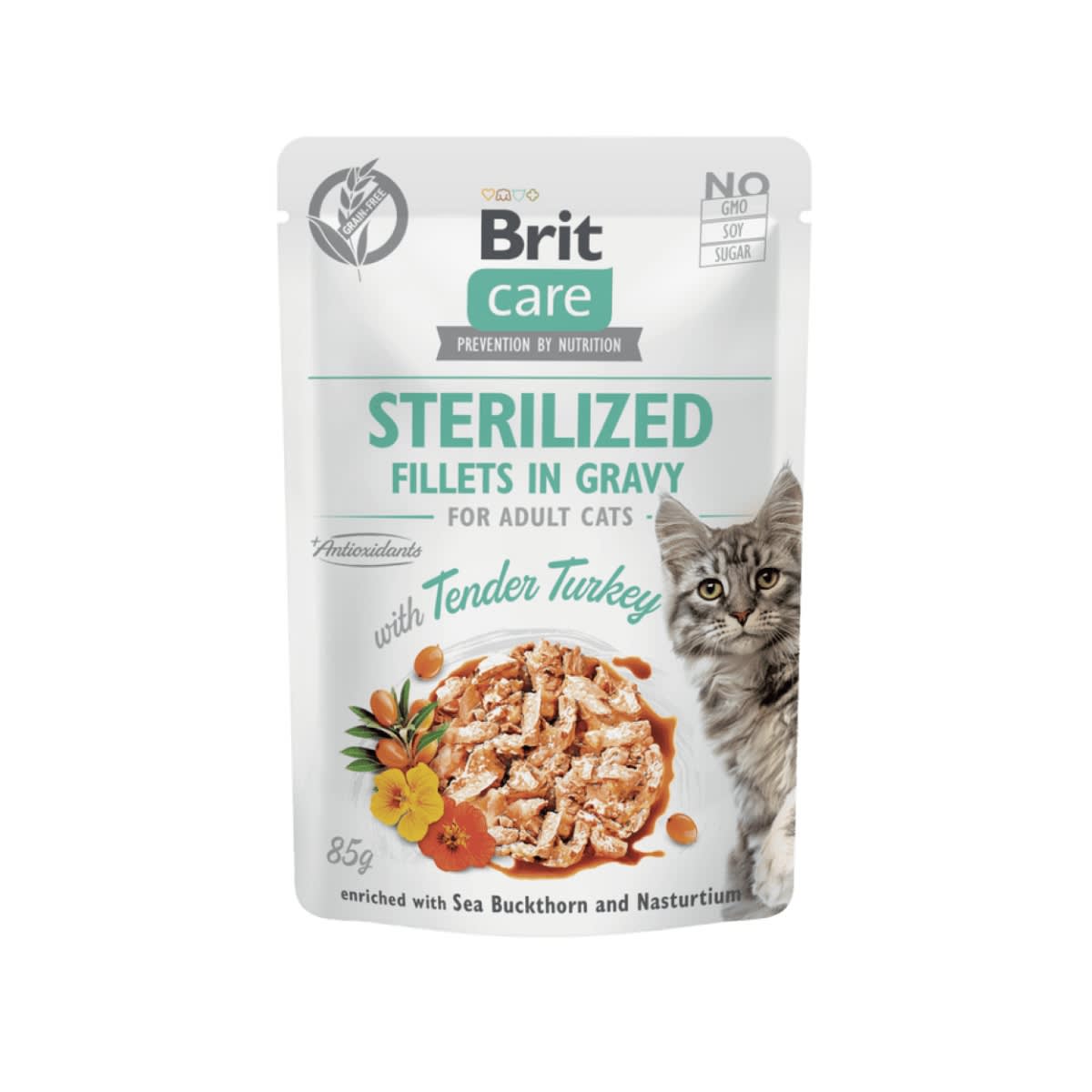 Brit Care Cat Sterilized Fillets in Gravy Tender Turkey Patas y Colitas