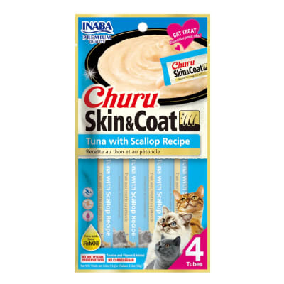 Churu Skin & Coat tuna w/scallop recipe x 4 tubos