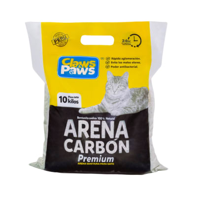 ARENA PREMIUM CLAWS & PAWS CARBON ACTIVADO 10 KG
