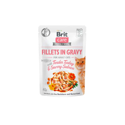 Brit Care Cat Fillets in gravy with tender turkey & savory salmon 85 g