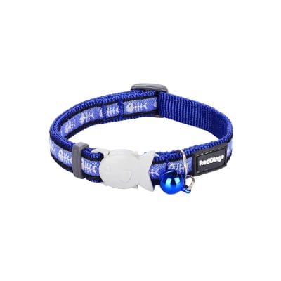 Cat Collar Design Red Dingo Fish Bone Blue