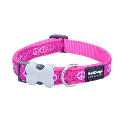 Dog Collar Design Red Dingo Peace Sign Hot Pink