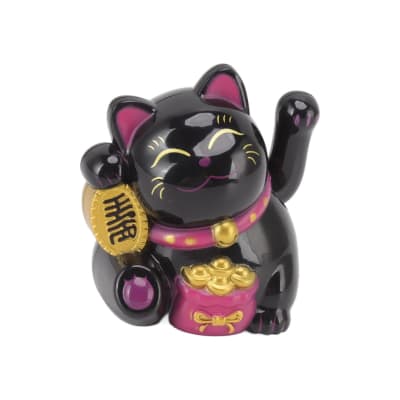 Gato de la fortuna negro con moneda