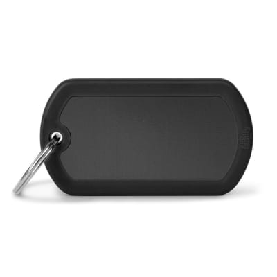 PLACA HUSHTAG ALUMINIUM BLACK BIG MILITARY WITH BLACK RUBBER (HTA05BLACK)