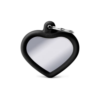 PLACA HUSHTAG CHROMED HEART WITH BLACK RUBBER (HTB02BLACK)