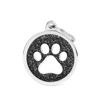 PLACA SHINE BLACK BIG GLITTER CIRCLE WHITE PAW (GL06BLACK)