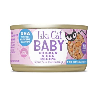 TIKI CAT BABY WET FOOD CHICKEN/EGG LATA 68 G