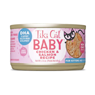 TIKI CAT BABY WET FOOD CHICKEN/SALMON LATA 68 G