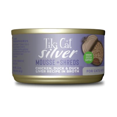 TIKI CAT SILVER WET FOOD CHICKEN/DUCK/DUCK LIVER LATA 68 G