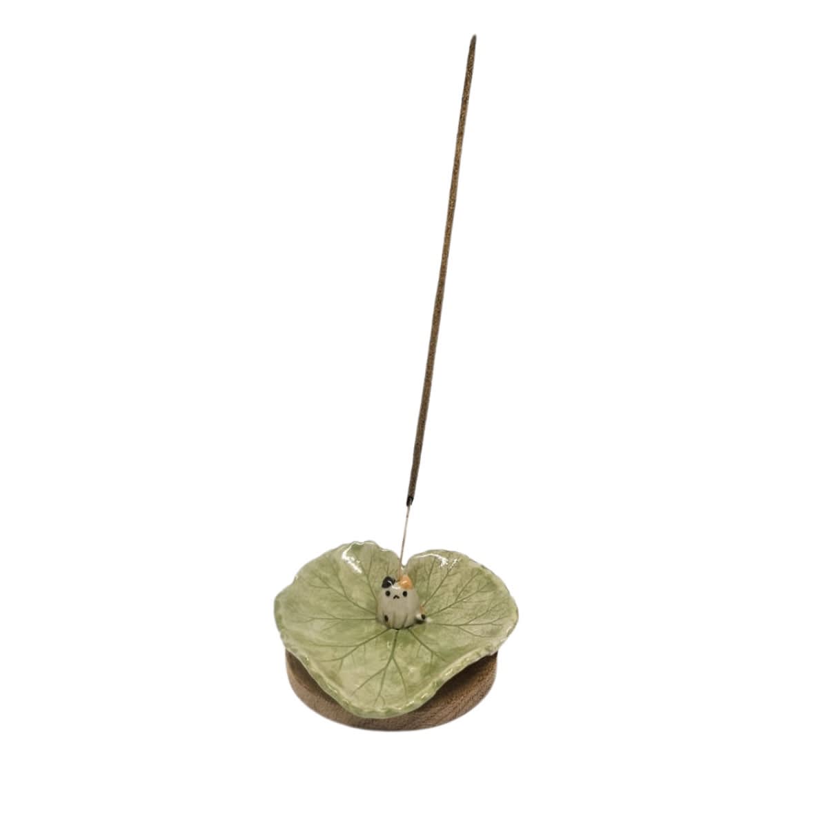 Porta incienso hoja con gatito1