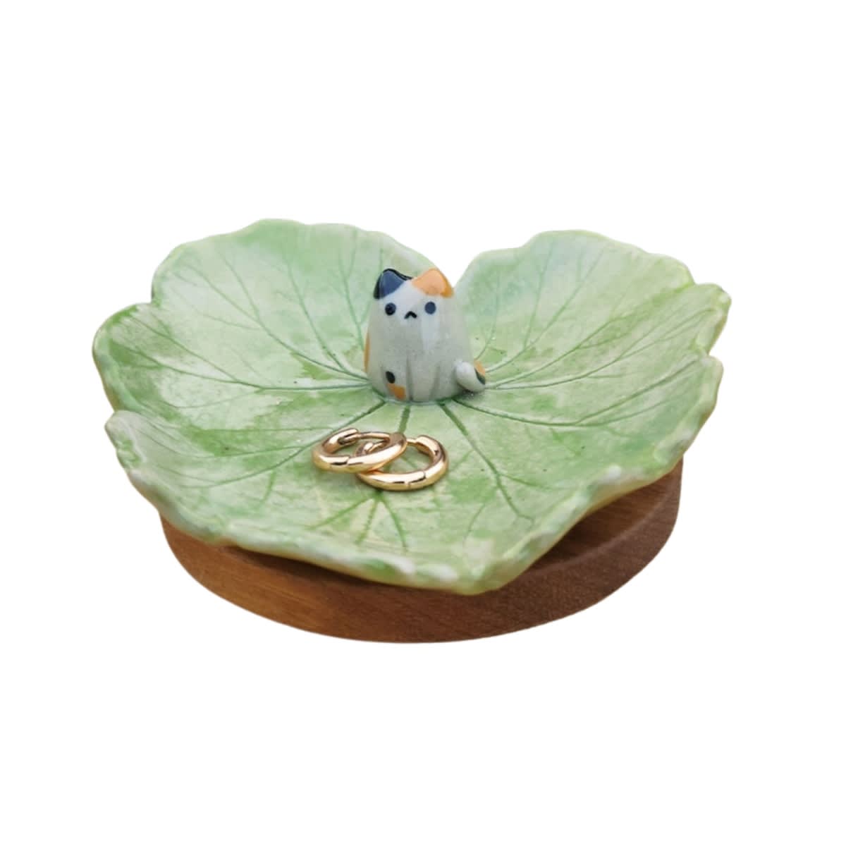 Porta incienso hoja con gatito2