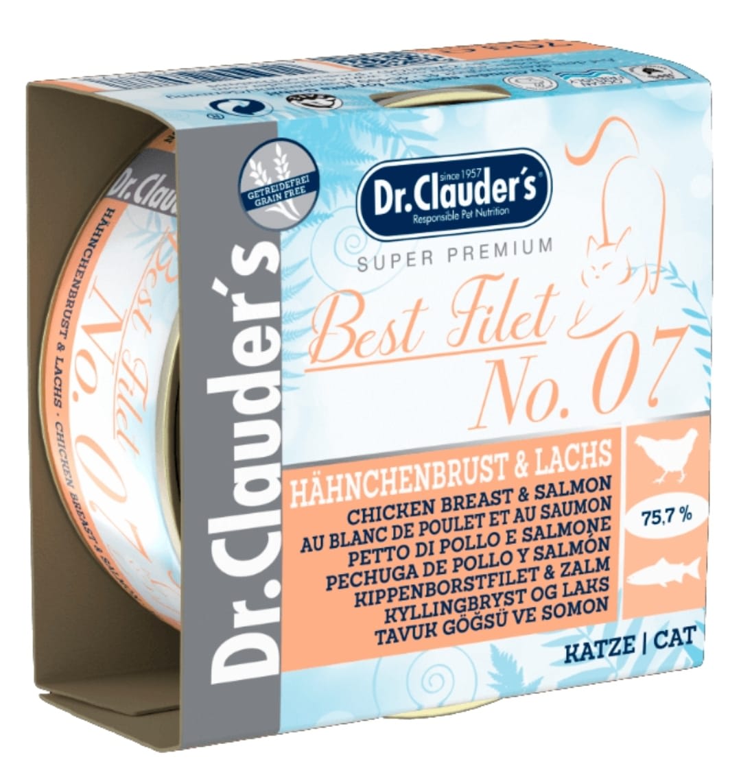 Dr. Clauder´s Cat lata Best Filet #07 Pechuga de pollo y salmon 70 g1