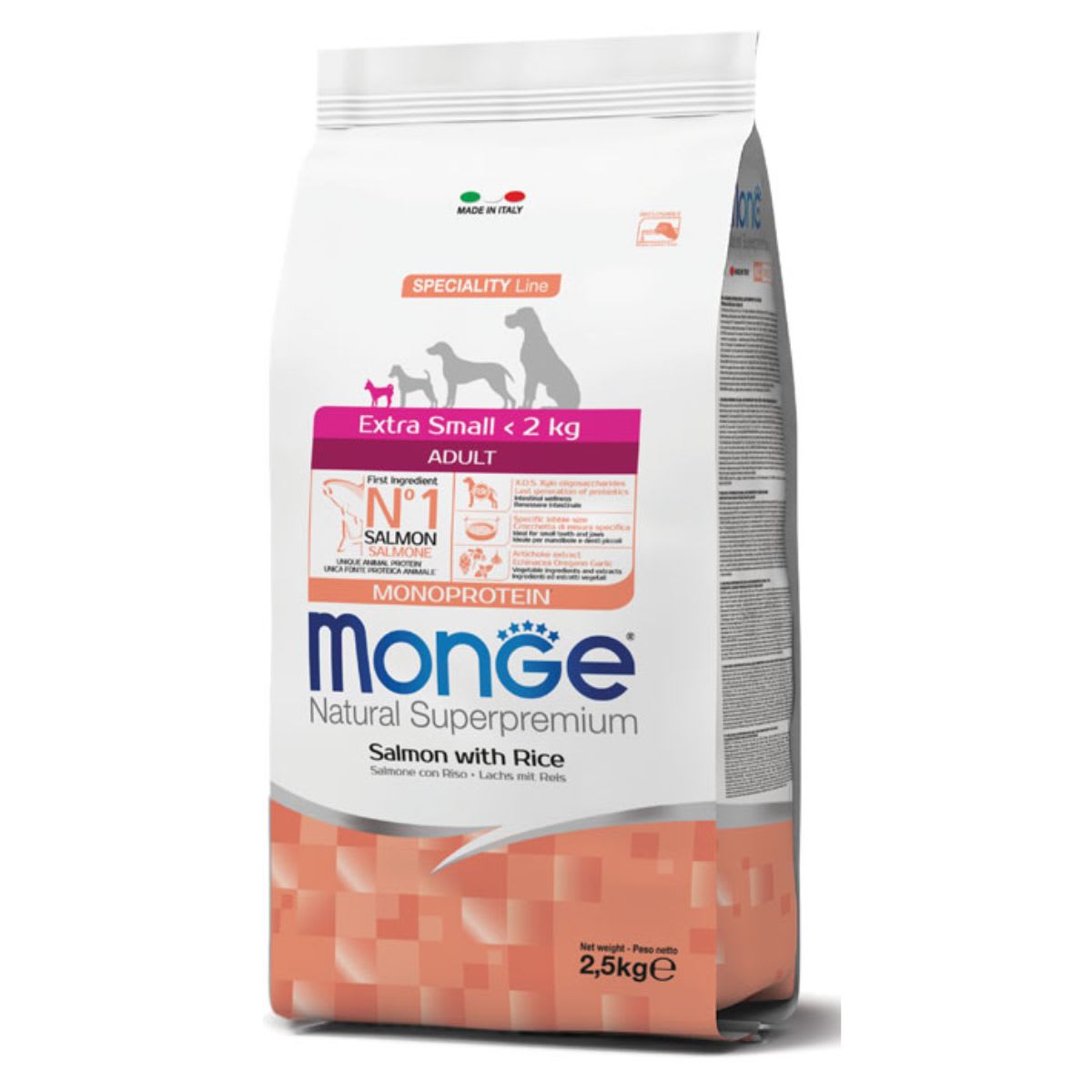 Monge Canine Adult Extra Small Salmon y arroz 2.5 kg1