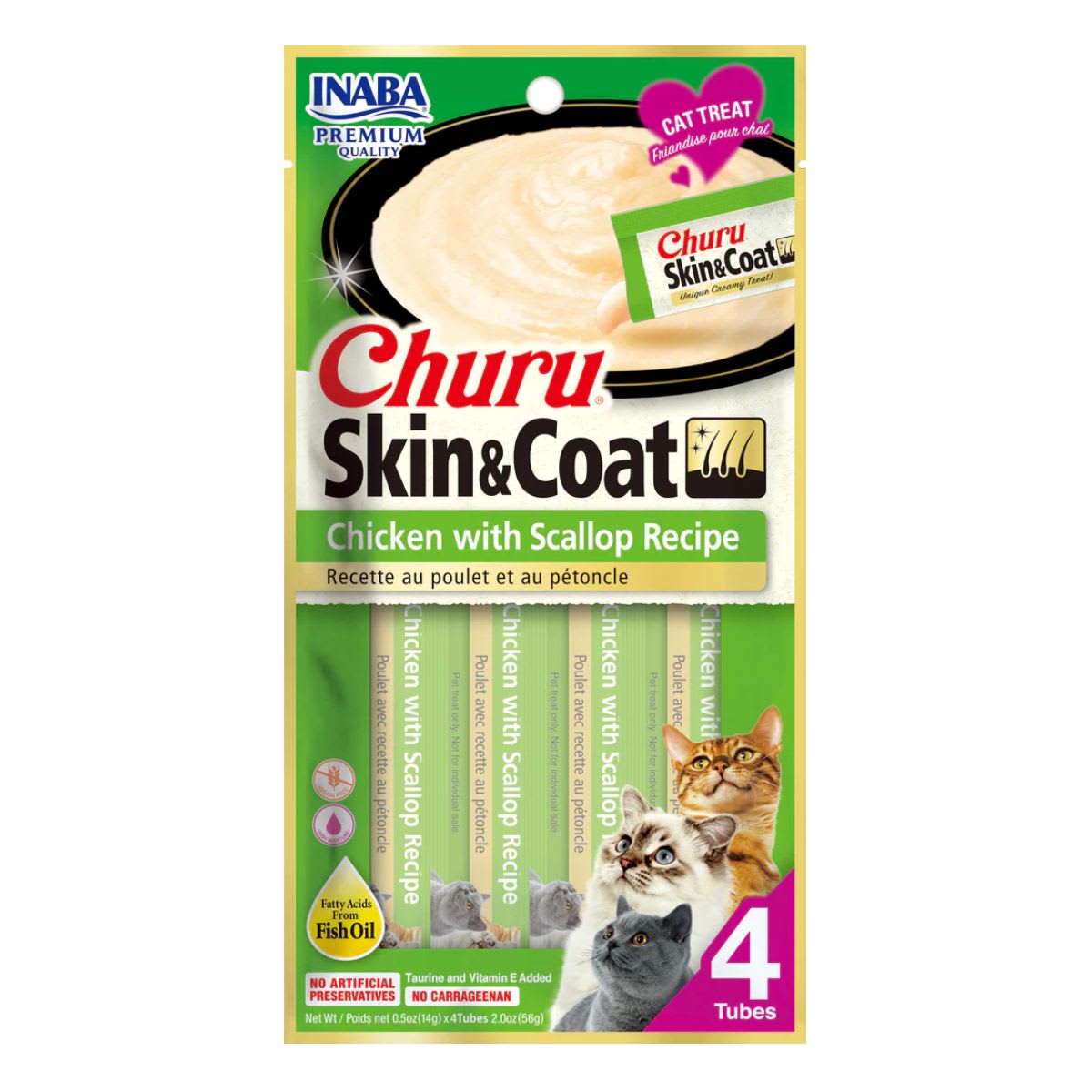 Churu Skin & Coat chicken w/scallop recipe x 4 tubos1