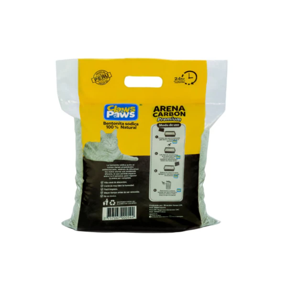 ARENA PREMIUM CLAWS & PAWS CARBON ACTIVADO 10 KG2