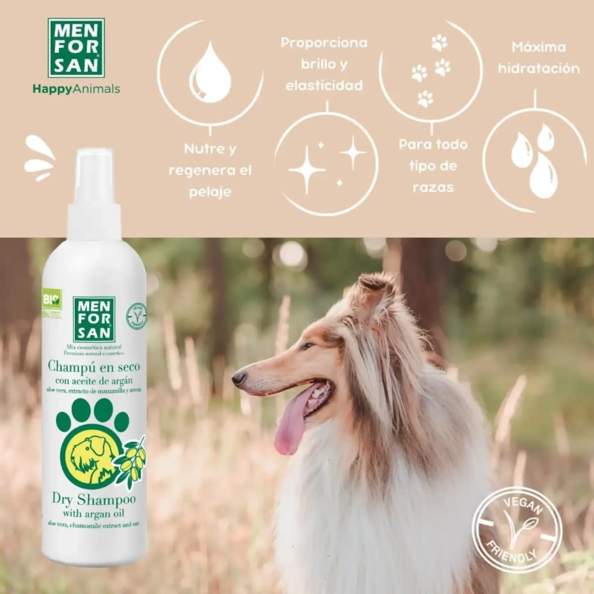 BAÑO SECO MEN FOR SAN CON ARGAN PARA PERROS 250 ML2