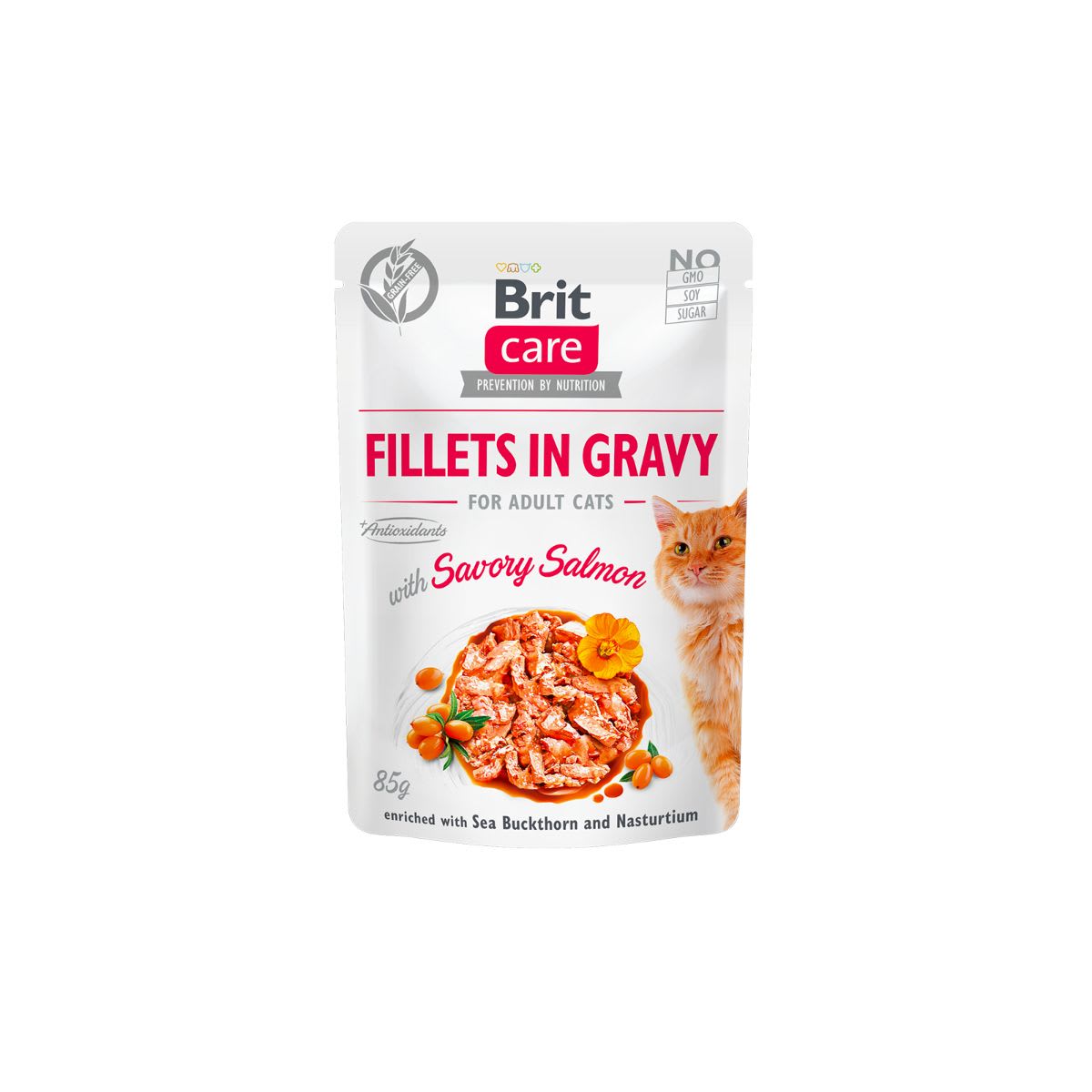 Brit Care Cat Fillets in gravy with savory salmon 85 g1