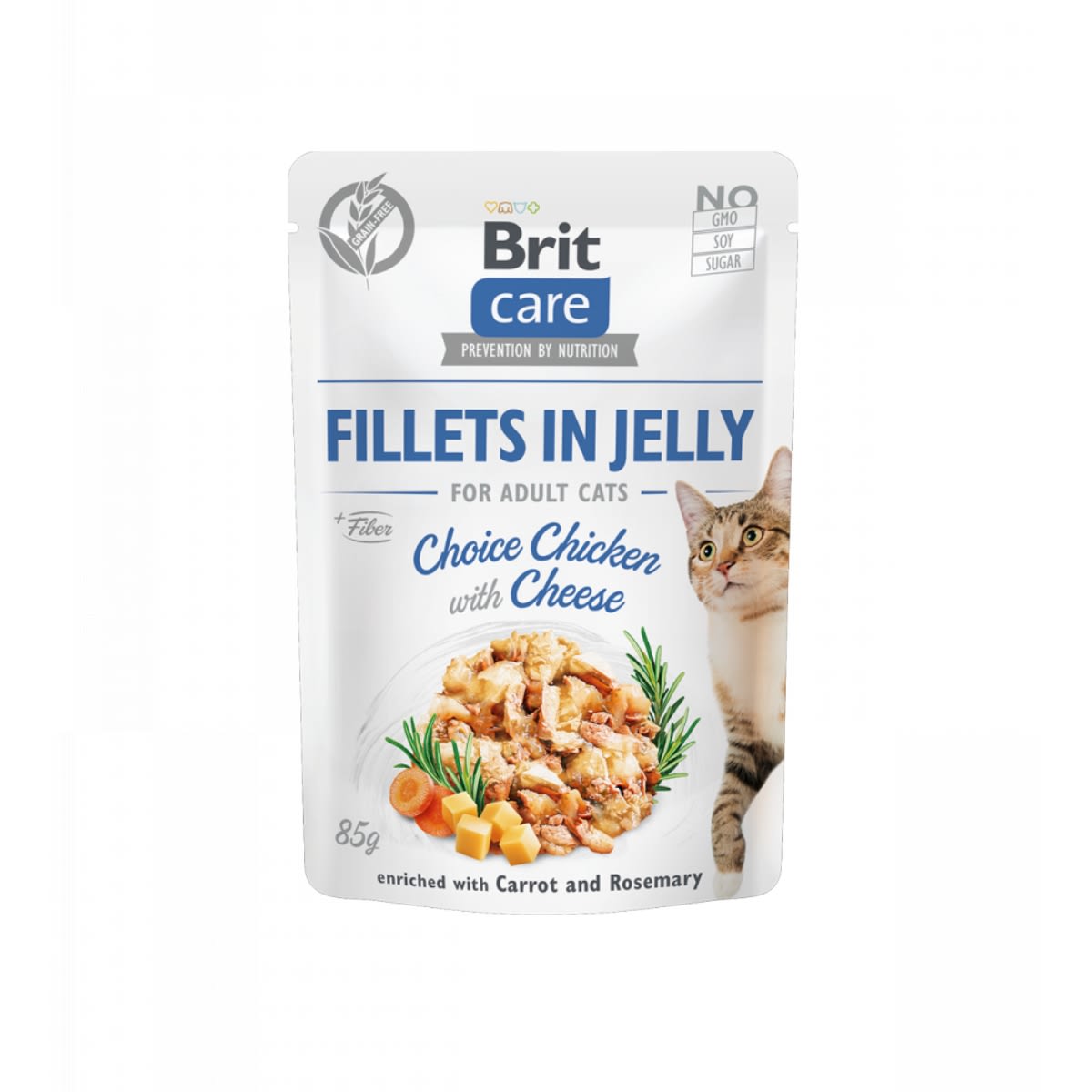 BRIT CARE CAT FILLETS IN JELLY CHOICE CHICKEN WITH CHEESE 85 G1