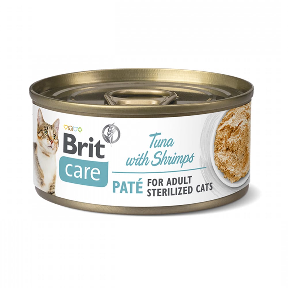 Brit Care Cat lata Sterilized Tuna Pate with shrimps 70 g1