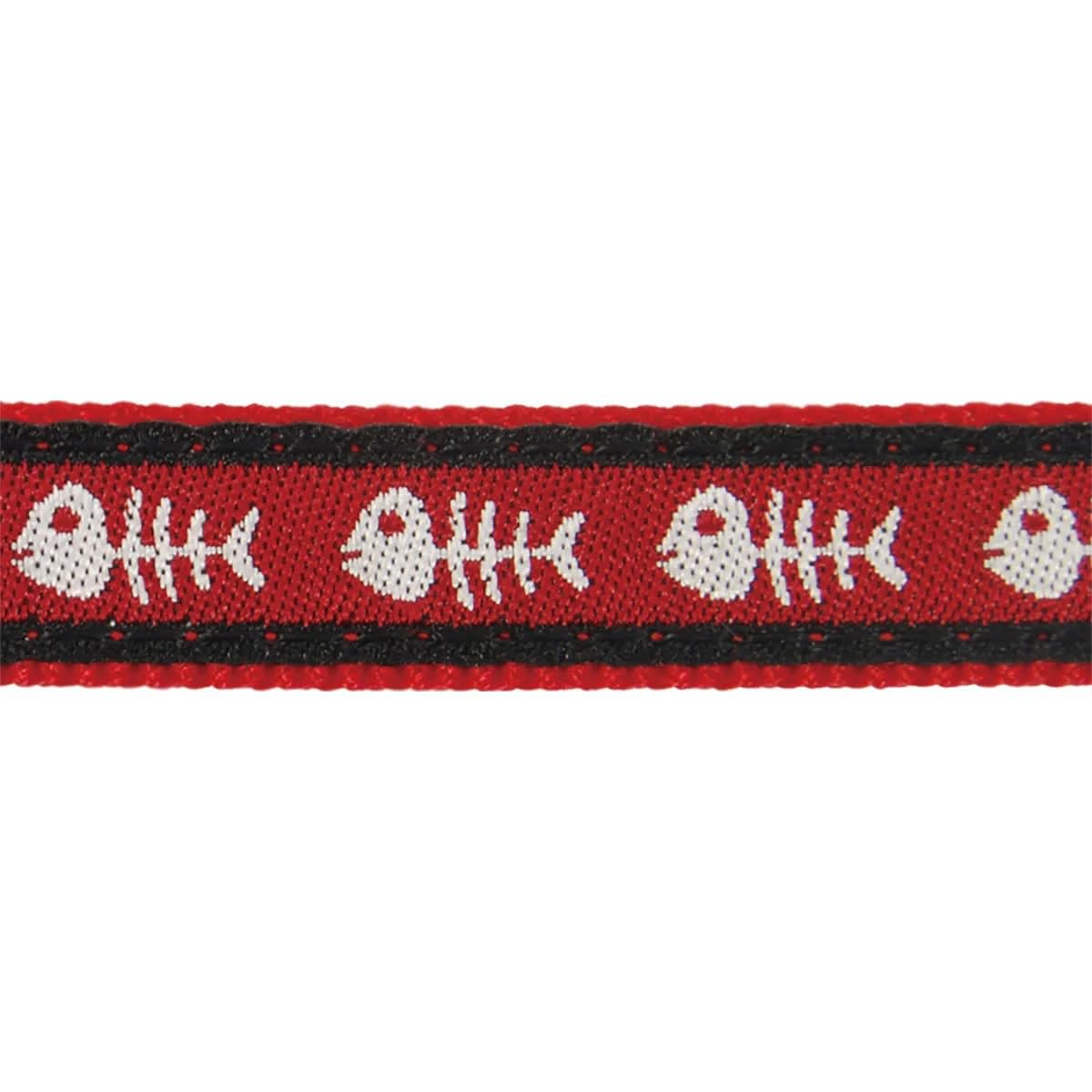 Cat Collar Design Red Dingo Fish Bone Red2