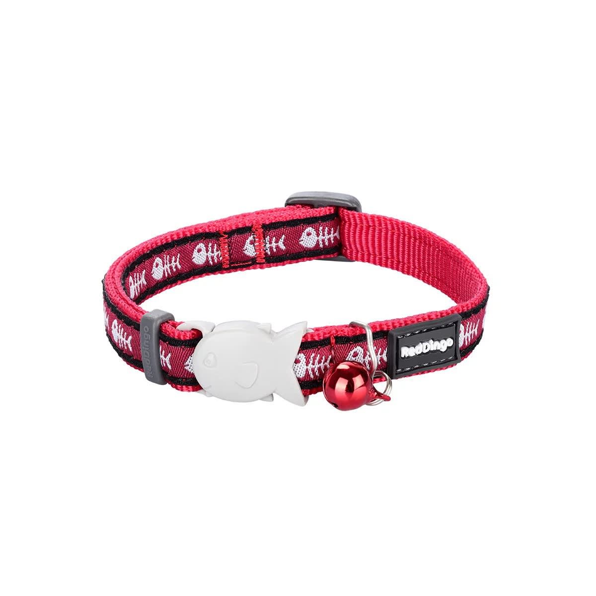 Cat Collar Design Red Dingo Fish Bone Red1