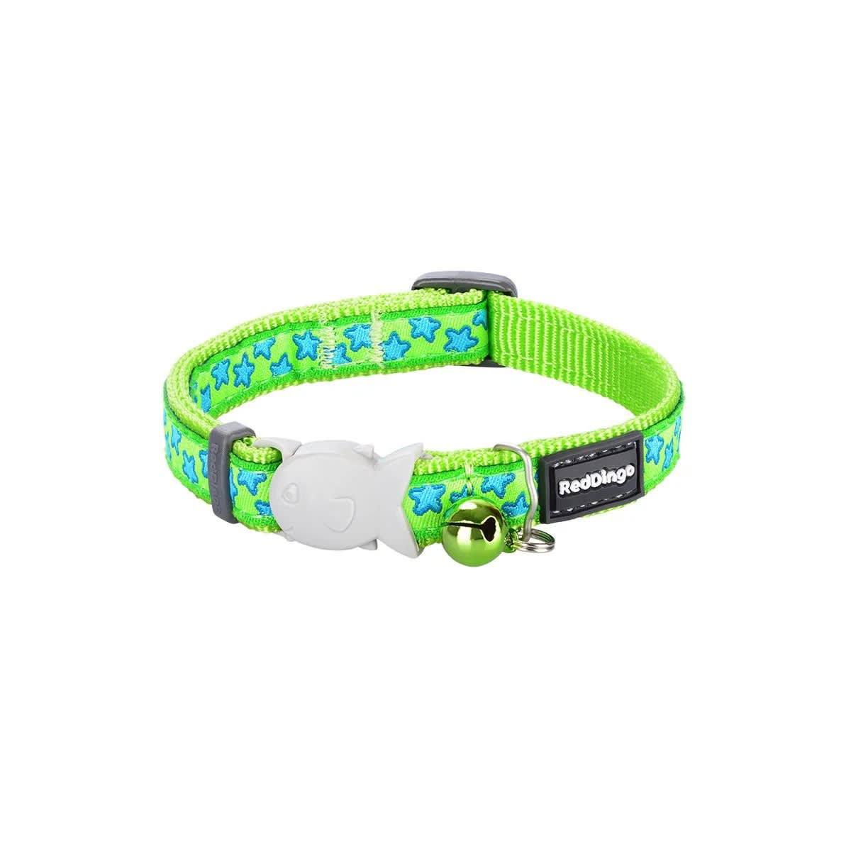 Cat Collar Design Red Dingo Stars Lime on Green1