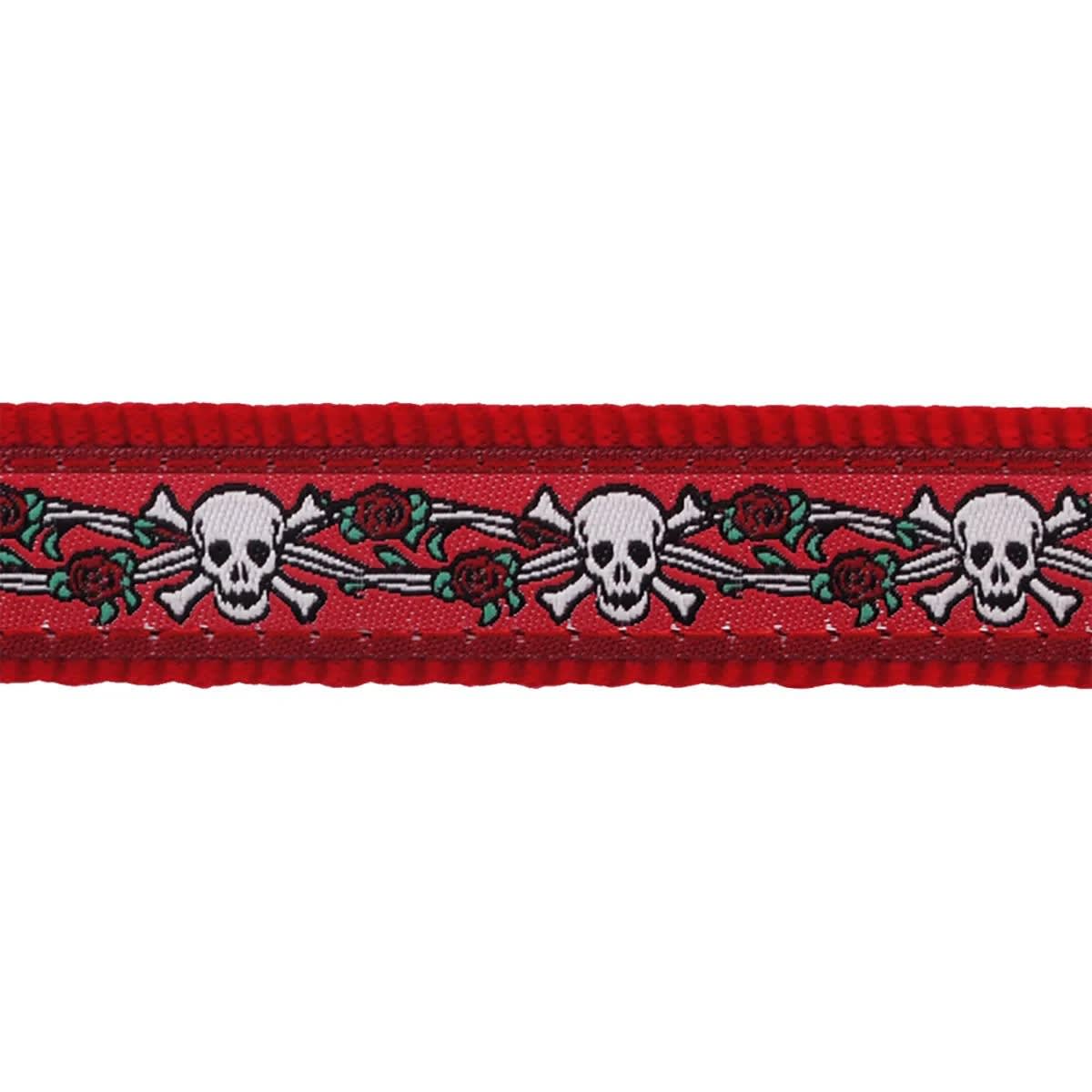 Cat Collar Red Dingo Design Skull & Roses Red2