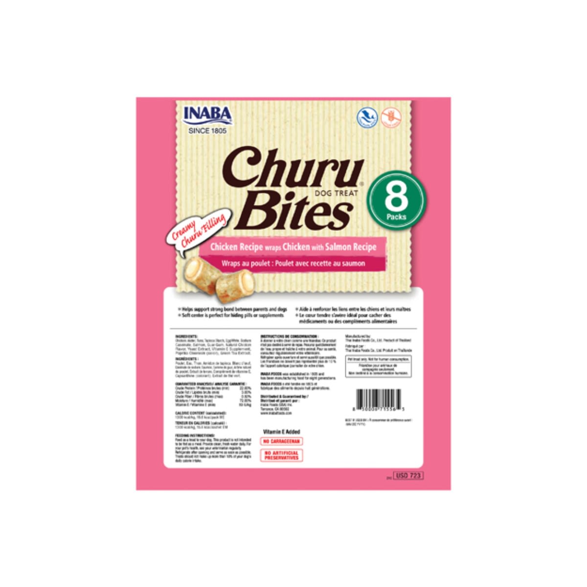 CHURU DOG BITES WRAPS CHICKEN WITH SALMON X 8 UND2