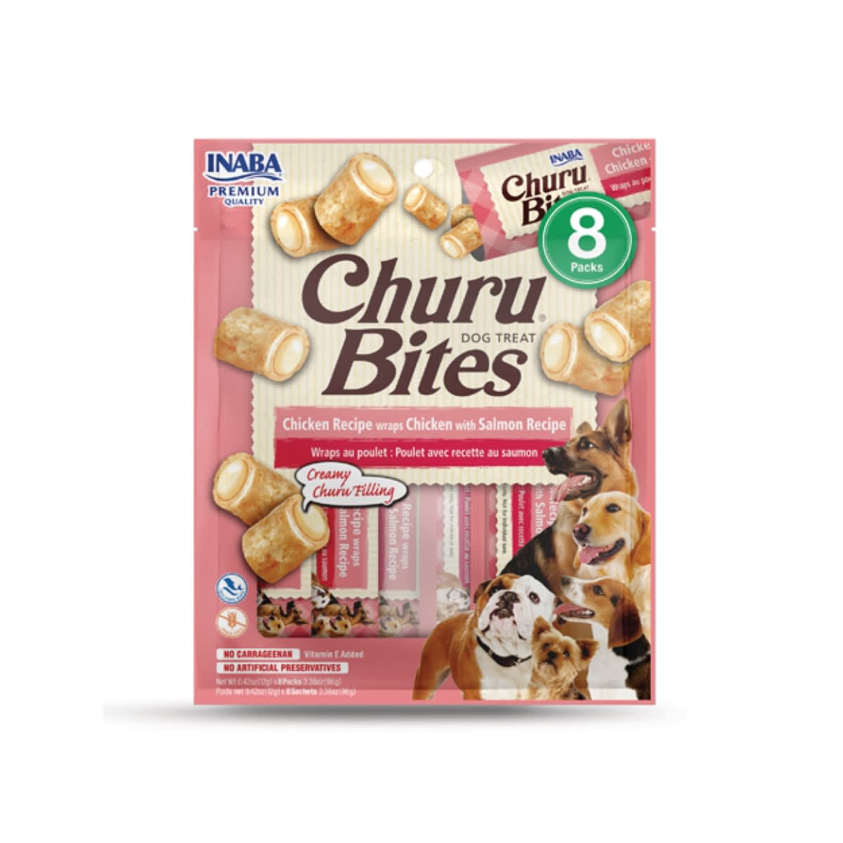 CHURU DOG BITES WRAPS CHICKEN WITH SALMON X 8 UND1