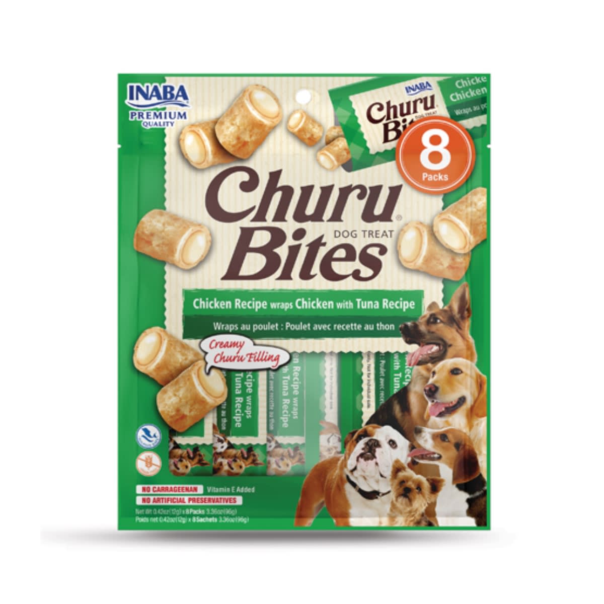 CHURU DOG BITES WRAPS CHICKEN WITH TUNA X 8 UND1