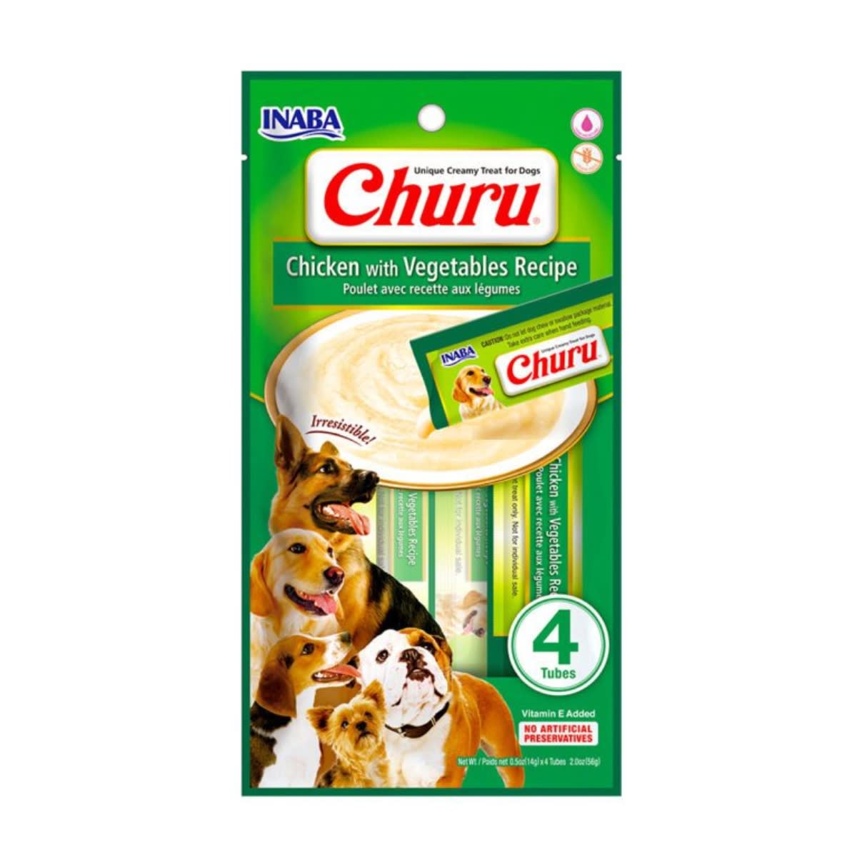 CHURU DOG CHICKEN VEGETABLES 14GR 4 TUBES1