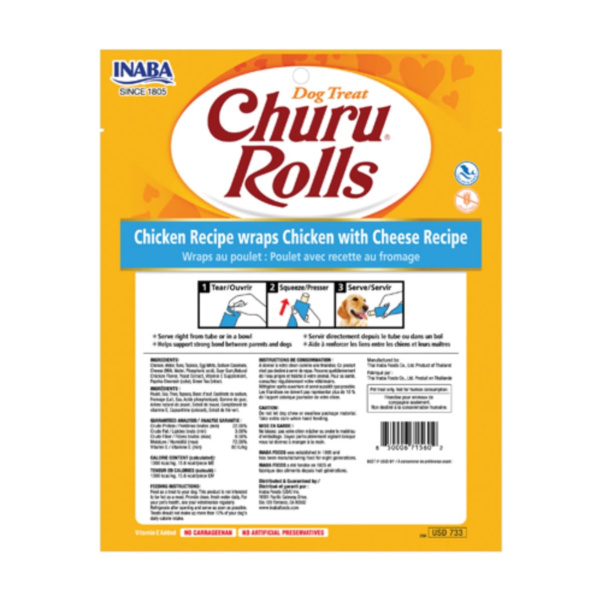CHURU DOG ROLLS WRAPS CHICKEN WITH CHEESE RECIPE X 8 UND2