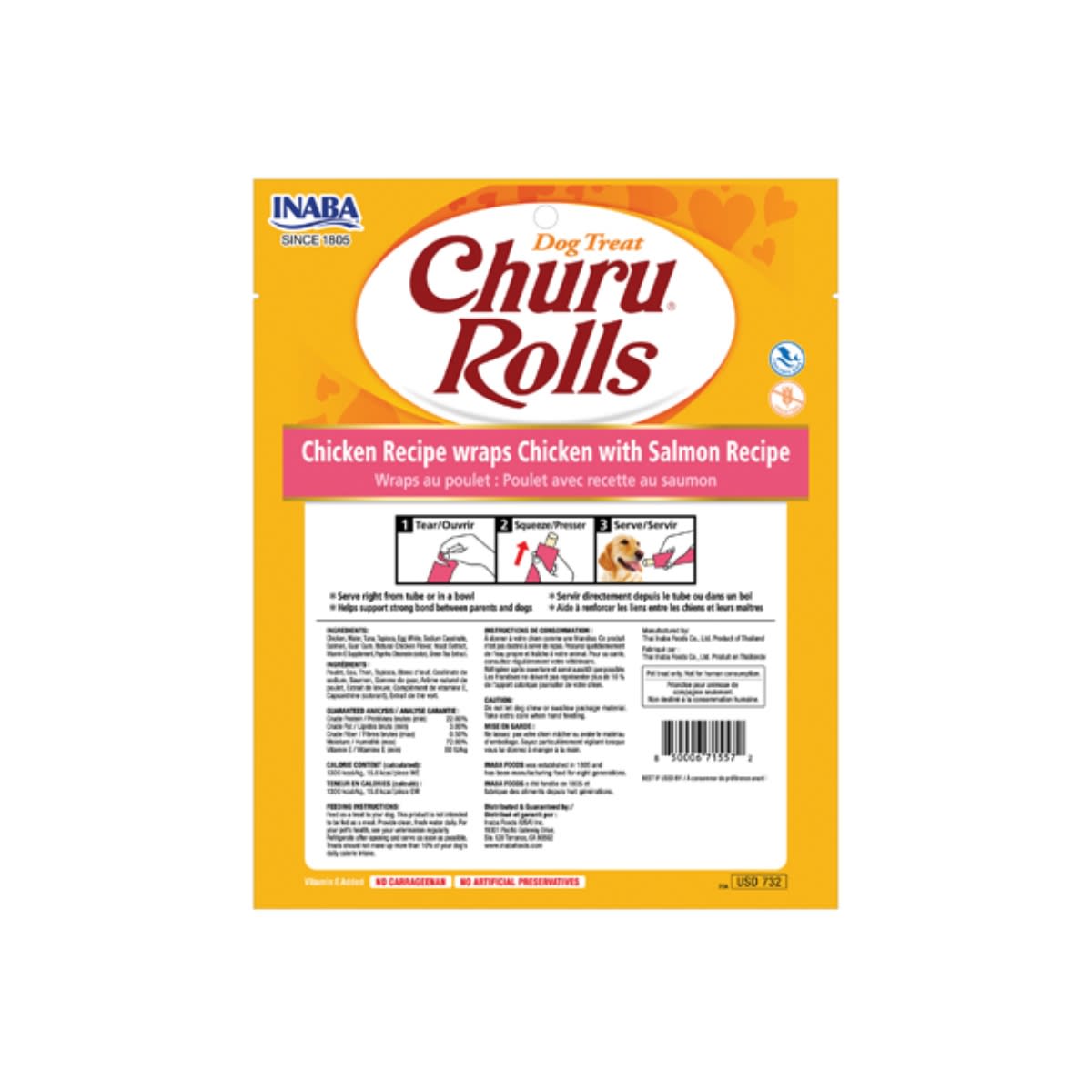 CHURU DOG ROLLS WRAPS CHICKEN WITH SALMON RECIPE X 8 UND2