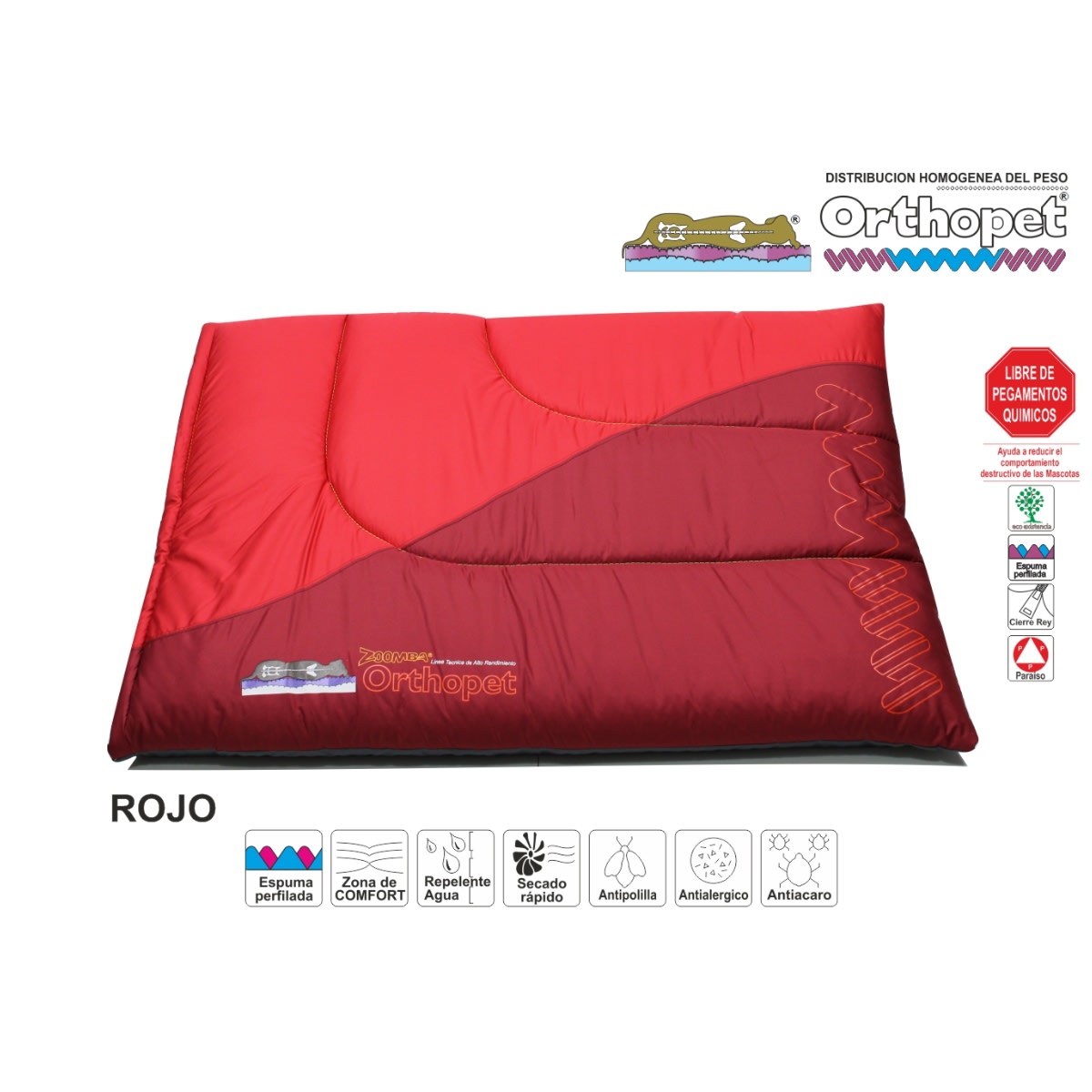 Colchoneta Zoomba Orthopet Rojo1