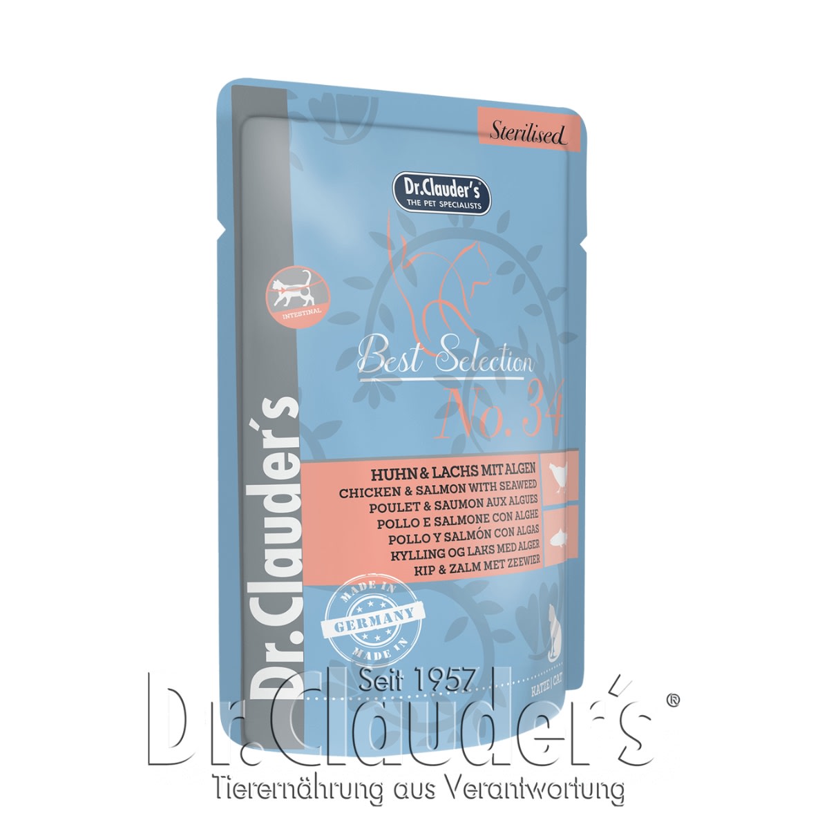 DR CLAUDER´S CAT BEST SELECT STERILISED #34 POLLO SALMON C/ALGAS 85GR1