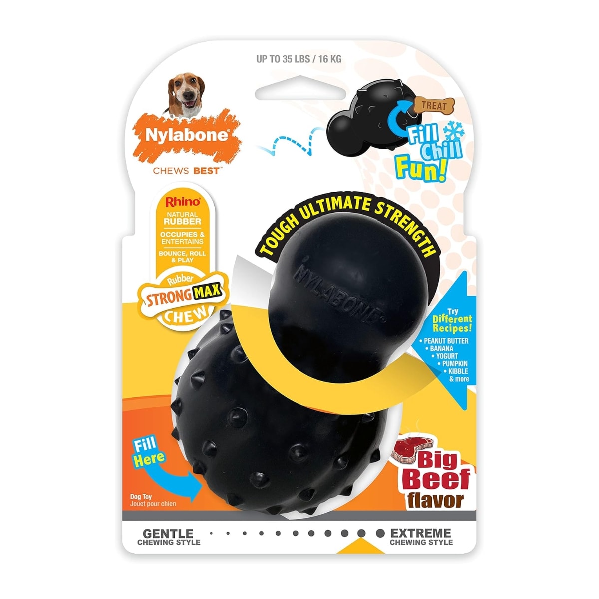JUGUETE NYLABONE STRONG MAX CHEW BLACK CONE BEEF WOLF1