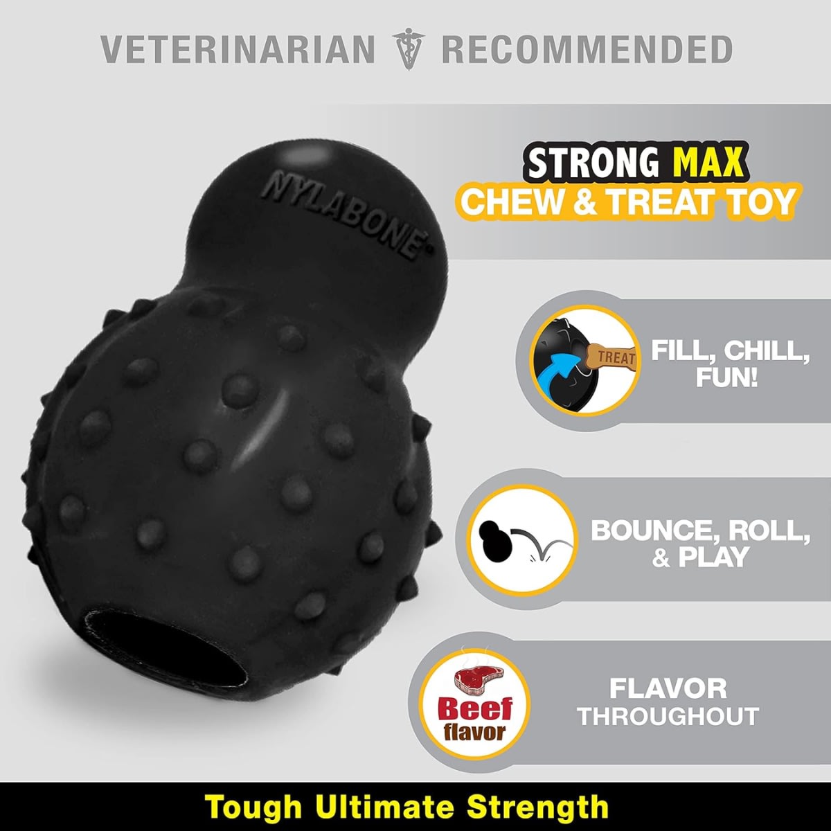 JUGUETE NYLABONE STRONG MAX CHEW BLACK CONE BEEF WOLF6
