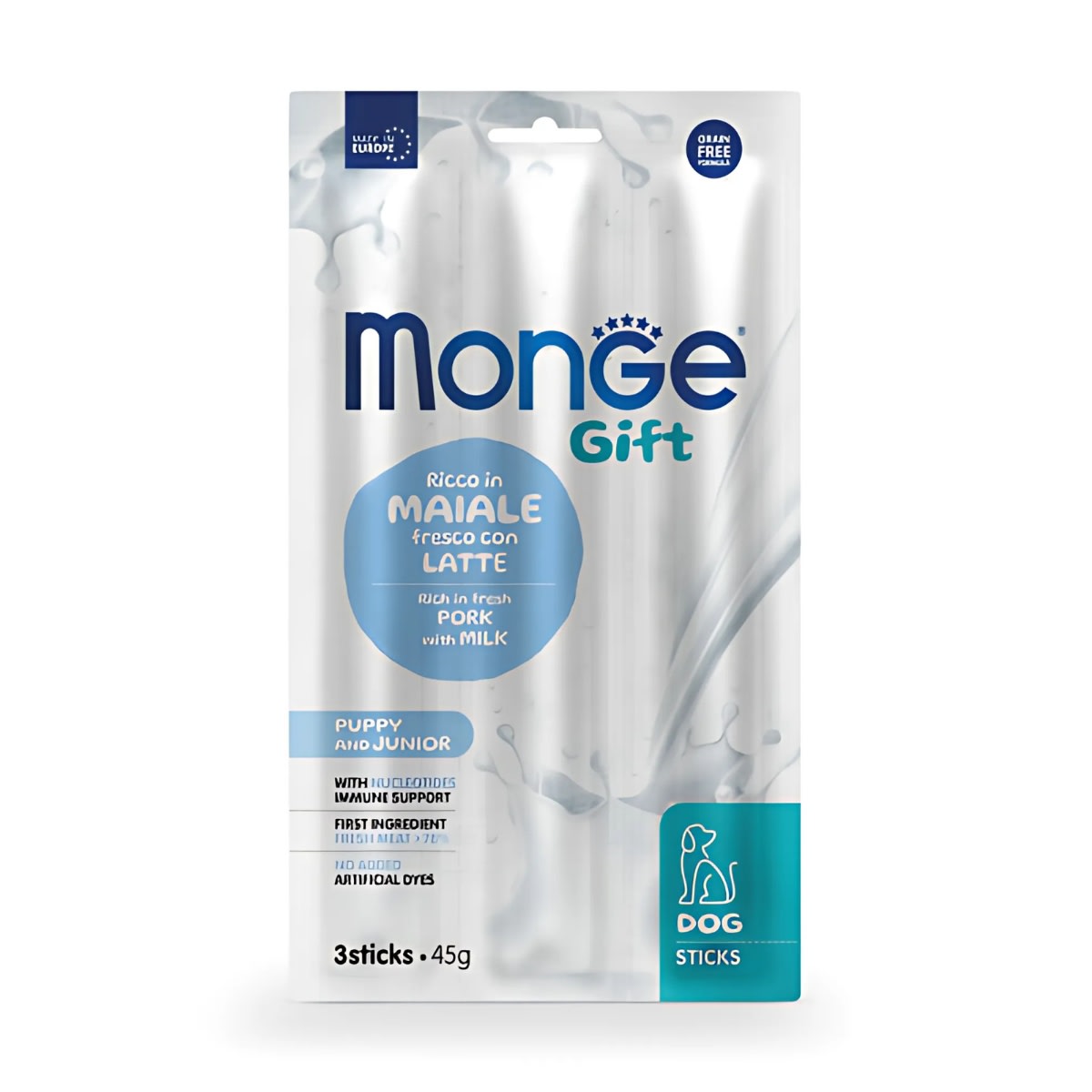 MONGE GIFT STICKS PUPPY DOG (CERDO+LECHE) 45 G1