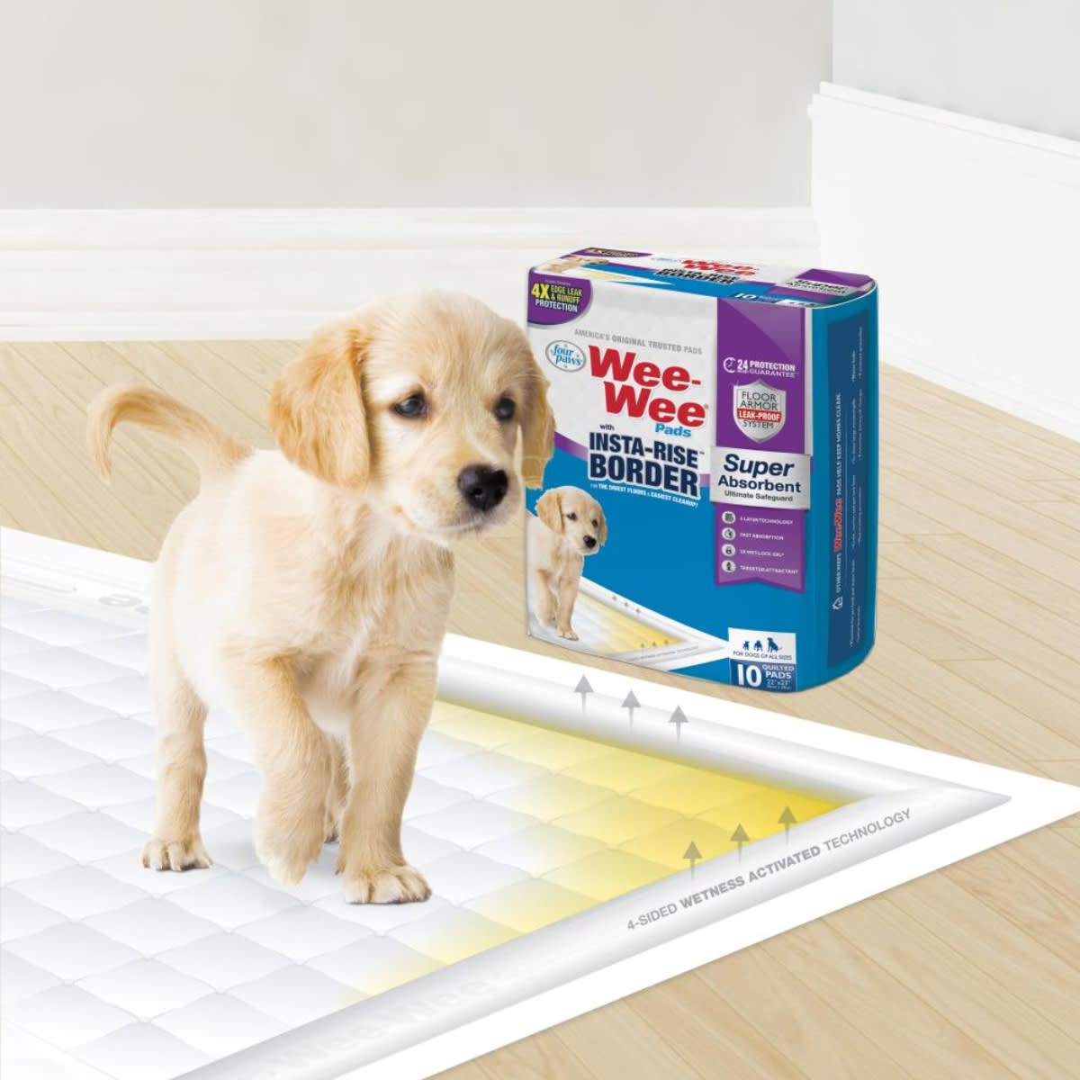 Pañal Four Paws Wee-Wee Insta-Rise Border Pads 10 und3