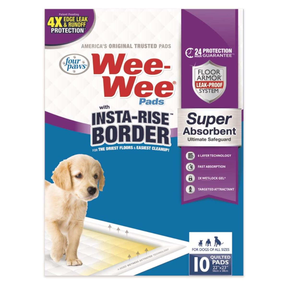 Pañal Four Paws Wee-Wee Insta-Rise Border Pads 10 und1